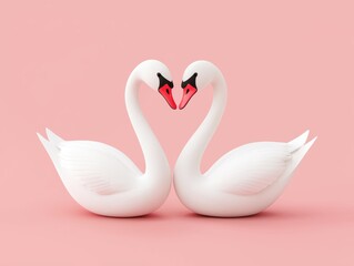 Fototapeta premium Elegant Swans in Love Against a Soft Background
