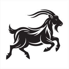 Fototapeta premium A goat silhouette on white background Free Vector