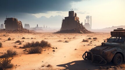 A desolate postapocalyptic landscape
