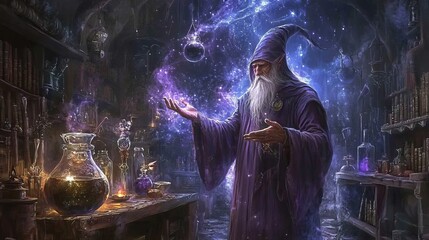 Wizards in their enchanted workshops  spellcasting, potion making, and ancient lore revealed