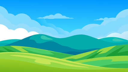 Obraz premium landscape with hills vector illustration 