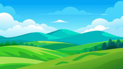 Fototapeta premium landscape with mountains and blue sky vector illustration 