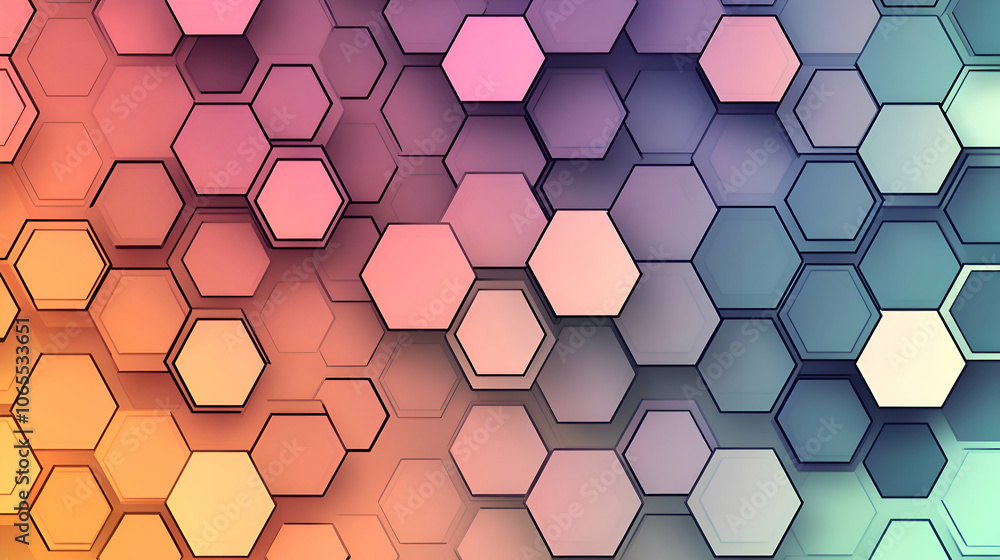 Aufkleber abstract geometric pattern of colorful hexagons.