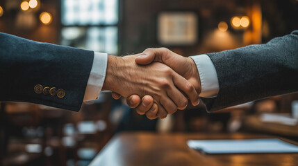 handshake between two people,business people shaking hands in office,Two businessmen shake hands, Generative AI