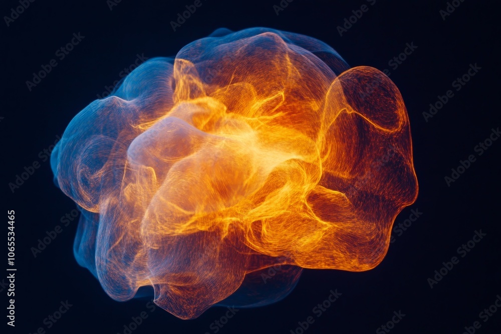 Poster An enchanting nebula featuring swirling orange and blue lights, creating an ethereal display of color contrasts and energy in a cosmic environment.