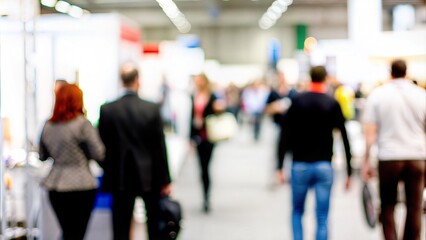 Trade Show Floor Blur - Blurred focus of people walking through a trade show floor.
