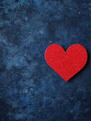 Fototapeta premium Glittering Heart on Dark Blue Paper Background