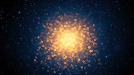 Fototapeta premium A vibrant golden glow illuminates a dark blue backdrop with a myriad of shimmering lights, creating a dazzling and ethereal effect.