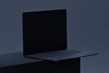 Sleek Laptop Mockup: Dark Ambient Scene 