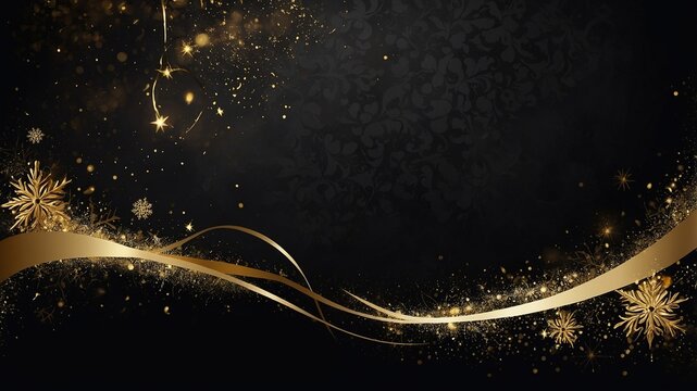 Lazo envuelto en partículas doradas. Postal de Navidad, ideal para escribir y felicitar la navidad. Fondo navideño