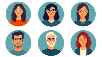 People avatars set Business happy men and women Vector illustration in cartoon style