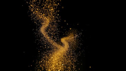 Obraz premium A swirling stream of shimmering golden particles against a dark background.