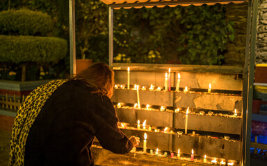 burning candles in the church