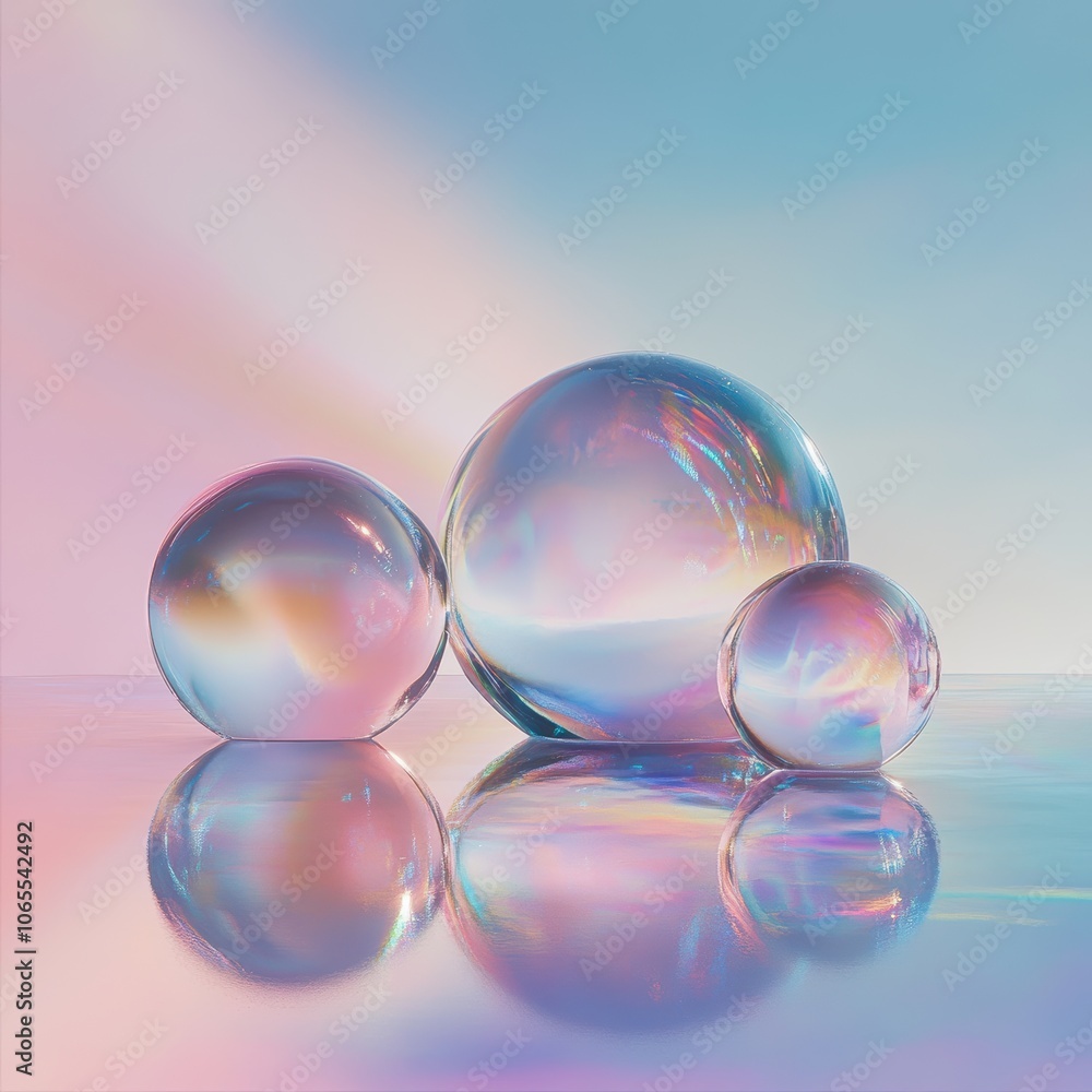 Poster dreamy bubbles in soft gradient background