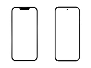 Smartphone Screens, Mobile Phone, Template, Front View, Frame, Black, Minimalism, Mokup, Isolated