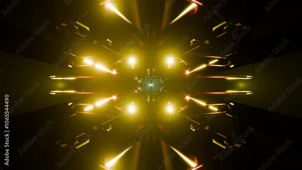 Poster infinite tunnel of geometric shapes in a mesmerizing 3d vj loop