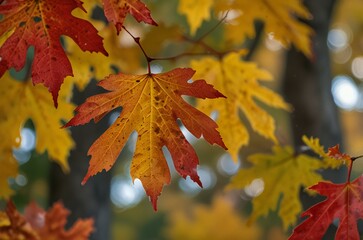 autumn leaves on the tree