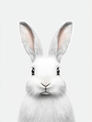 Obraz premium Adorable White Bunny on Clean Background