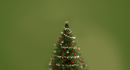 decorated green Christmas fir  as Christmas background