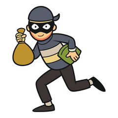 Fototapeta premium thief carrying a money bag icon on white background