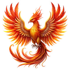 Majestic Phoenix Bird Isolated on Transparent Background