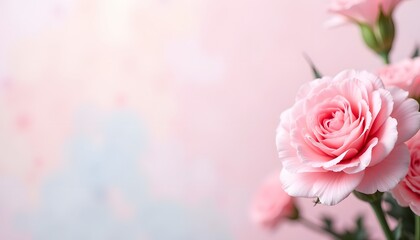 Soft-Pink Carnation Flower on Soft Pastel Background.