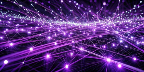Obraz premium Abstract Purple Network of Interconnected Lights - A Conceptual Representation of Digital Connections and Data Flow