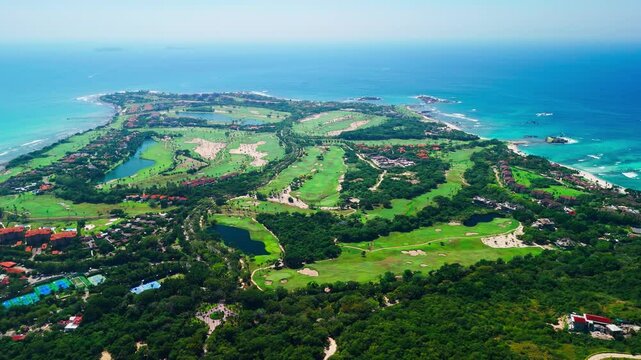 Panoramic View of Golf Course by the Sea. Punta Mita, Nayarit. Mexico