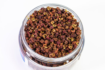 Close up of traditional Chinese spice. Sichuan peppercorns. Sichuan pepper often used in Chinese and Asian cooking for spicy meals. Food concept