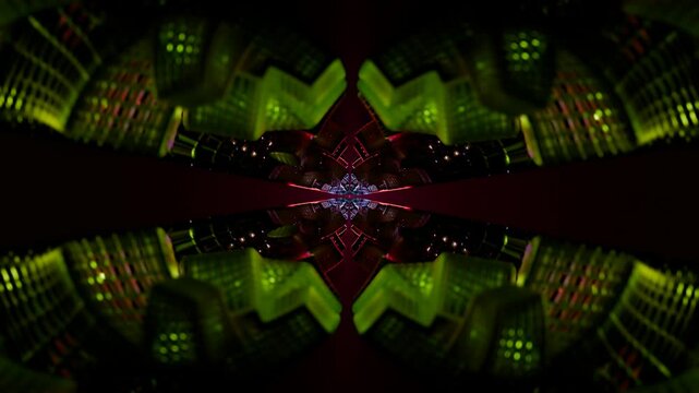 Infinite geometric shapes form a 3D tunnel in a seamless VJ loop