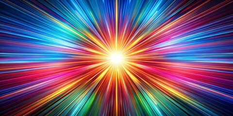 Obraz premium Cosmic Burst A Radial Composition of Vivid Hues and Radiant Light Streaks