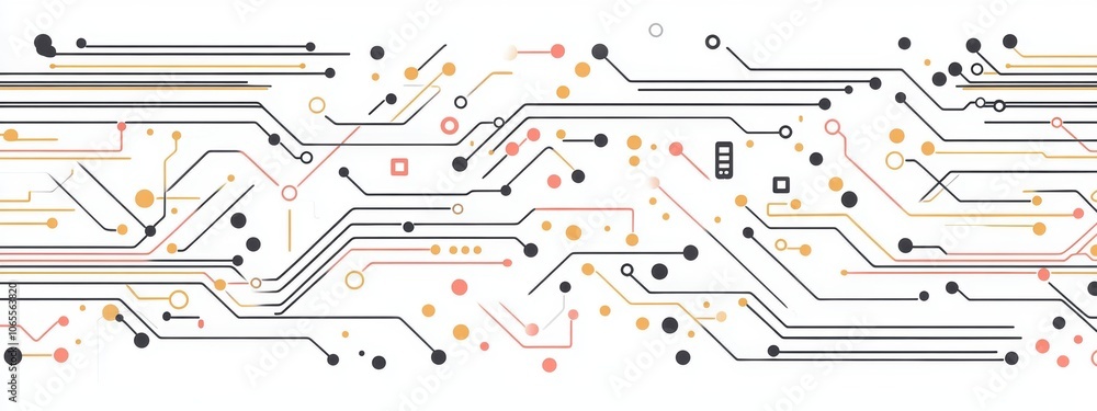 Aufkleber abstract tech circuitry design, a flat illustration showcasing intricate patterns of circuit board l