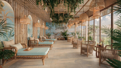 Fototapeta premium A photo of a luxurious Thai massage and foot massage shop interior with a 