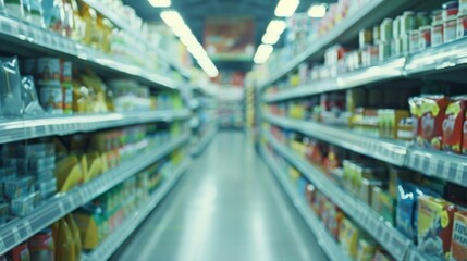 Fototapeta premium Supermarket Aisle with Products on Shelves