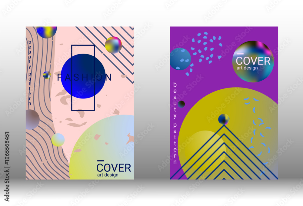 Poster Minimum vector coverage. Set of modern abstract covers. Rich VIP design. Future futuristic template with abstract gradient shapes for the design of banners, posters, booklets, reports, magazines.