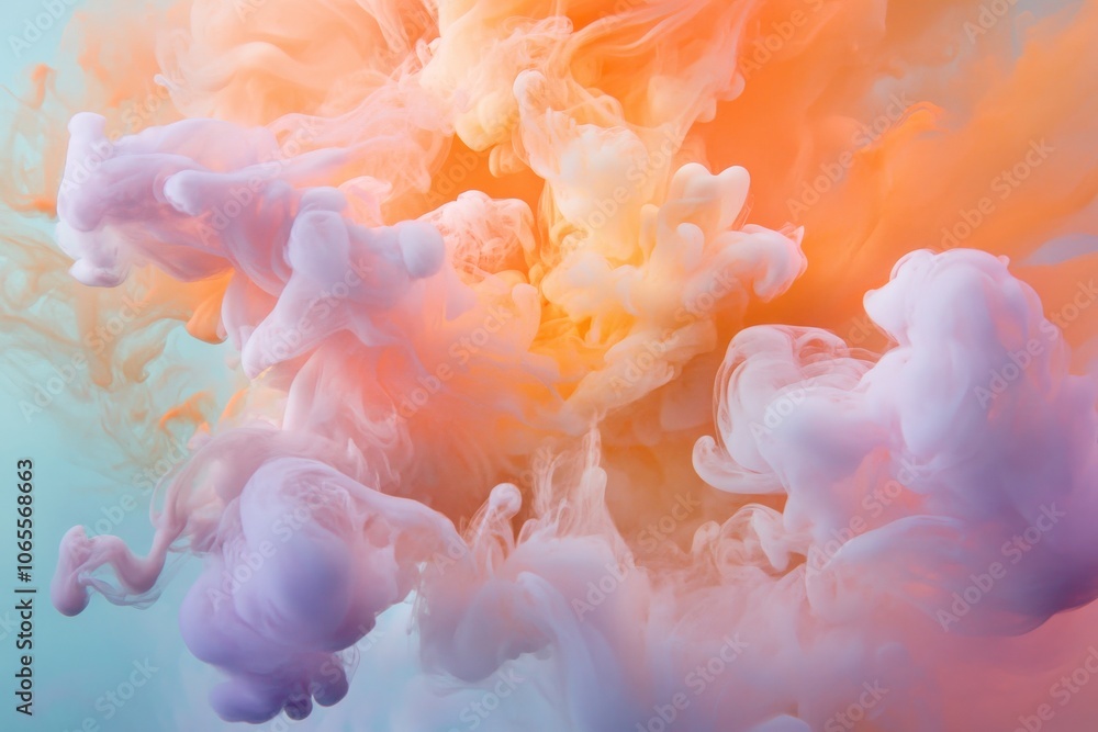 Aufkleber colorful abstract smoke swirls with pink and orange hues blend seamlessly in a fluid motion, creatin