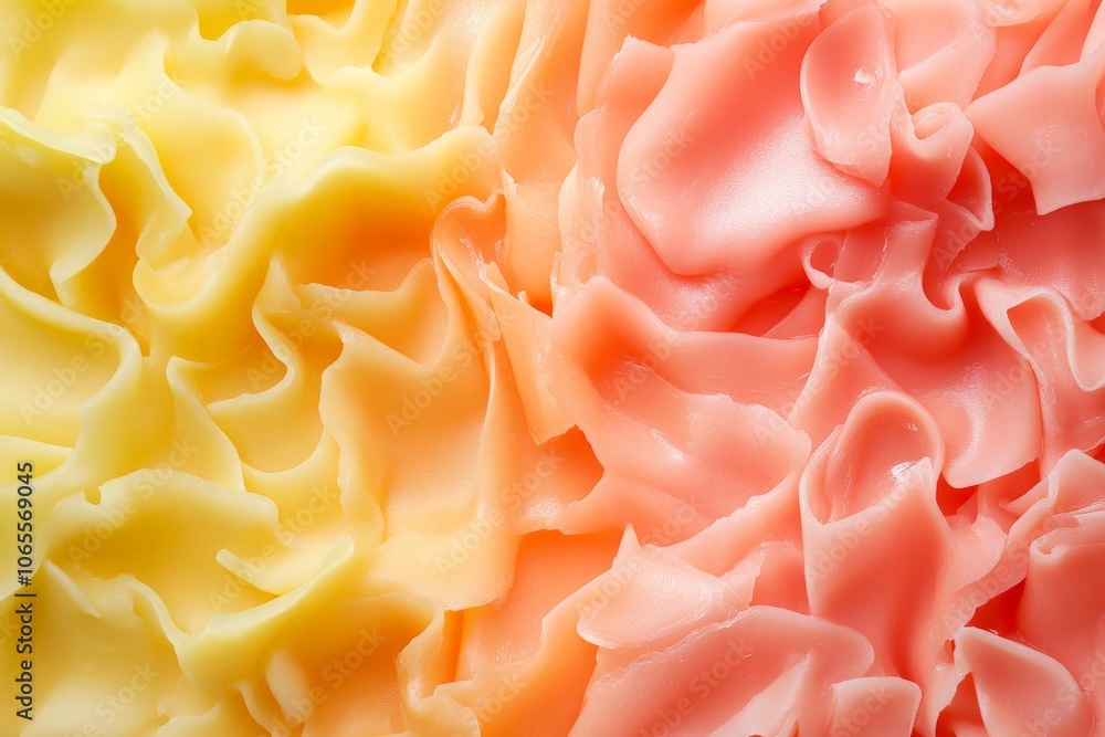 Poster vibrant curls of wax in radiant hues of yellow, orange, and pink create an abstract and visually cap