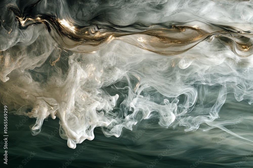 Leinwandbilder An image showcasing elegant, intertwining waves with translucent qualities, creating a sense of flow and grace, blending light and dark hues seamlessly.