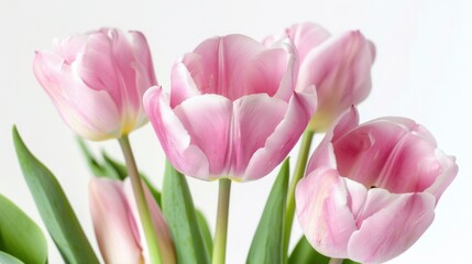 Fototapeta premium Pink Tulips Bouquet: Delicate Spring Flowers in Bloom