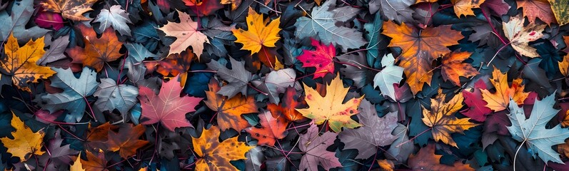Obraz premium Autumn fall background leaf maple red pattern texture orange brown tree nature ground foliage november october dry yellow color.