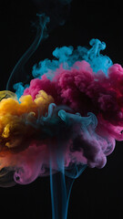 colored smoke on a black background