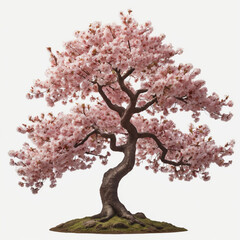 Fototapeta premium Tree blossoming sakura isolated on white background