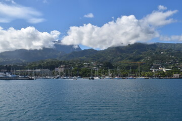 The stunning beaches and green lush landscapes on Moorea Island in French Polynesia, South Pacific 