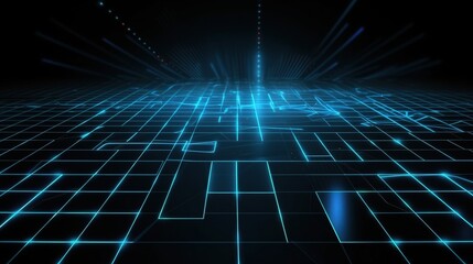 Obraz premium Glowing Blue Grid in a Tech-Inspired Background