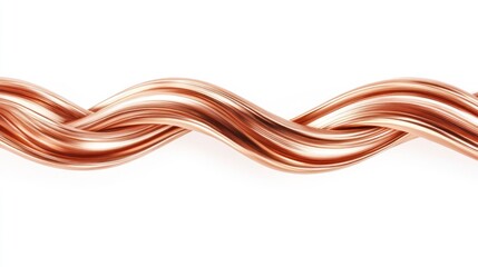 Abstract Wavy Rose Gold Ribbon on White Background