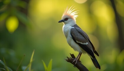 Obraz premium Close-up of a Secretary Bird perched on a branch with detailed feathers and bright eyes,
