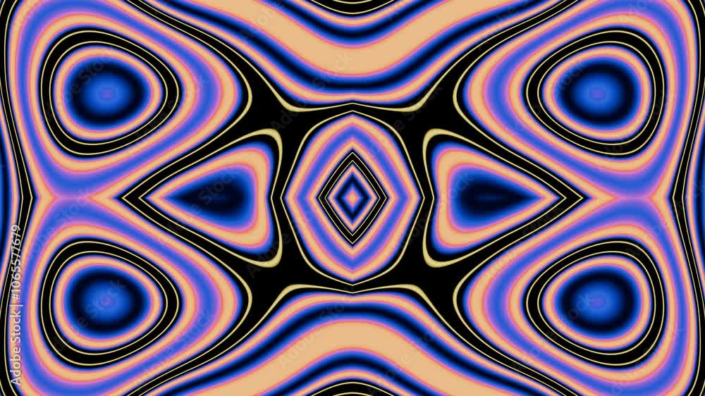 Poster abstract vj background with hypnotic wavy patterns in neon and yellow seamless loop