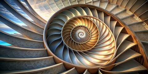 Golden Spiral Staircase A Descent into Geometric Harmony