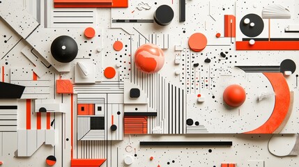 Dynamic Abstract Geometric Background with Red and Black Elements