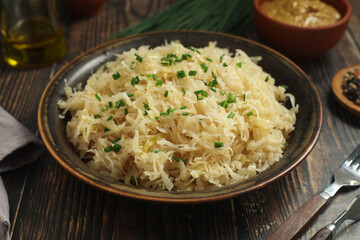 A bowl with traditional German Sauerkraut